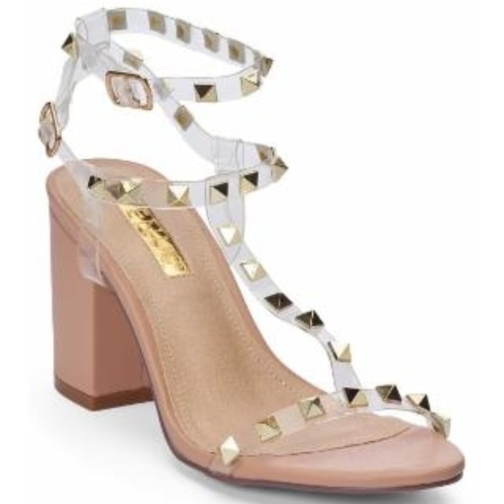 Nude Transparent Clear Studded Sandals